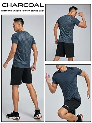 5 Pack Men’s Active Quick Dry Crew Neck T Shirts | Athletic Running Gym Workout Short Sleeve Tee Tops Bulk (Edition 2, Large)
