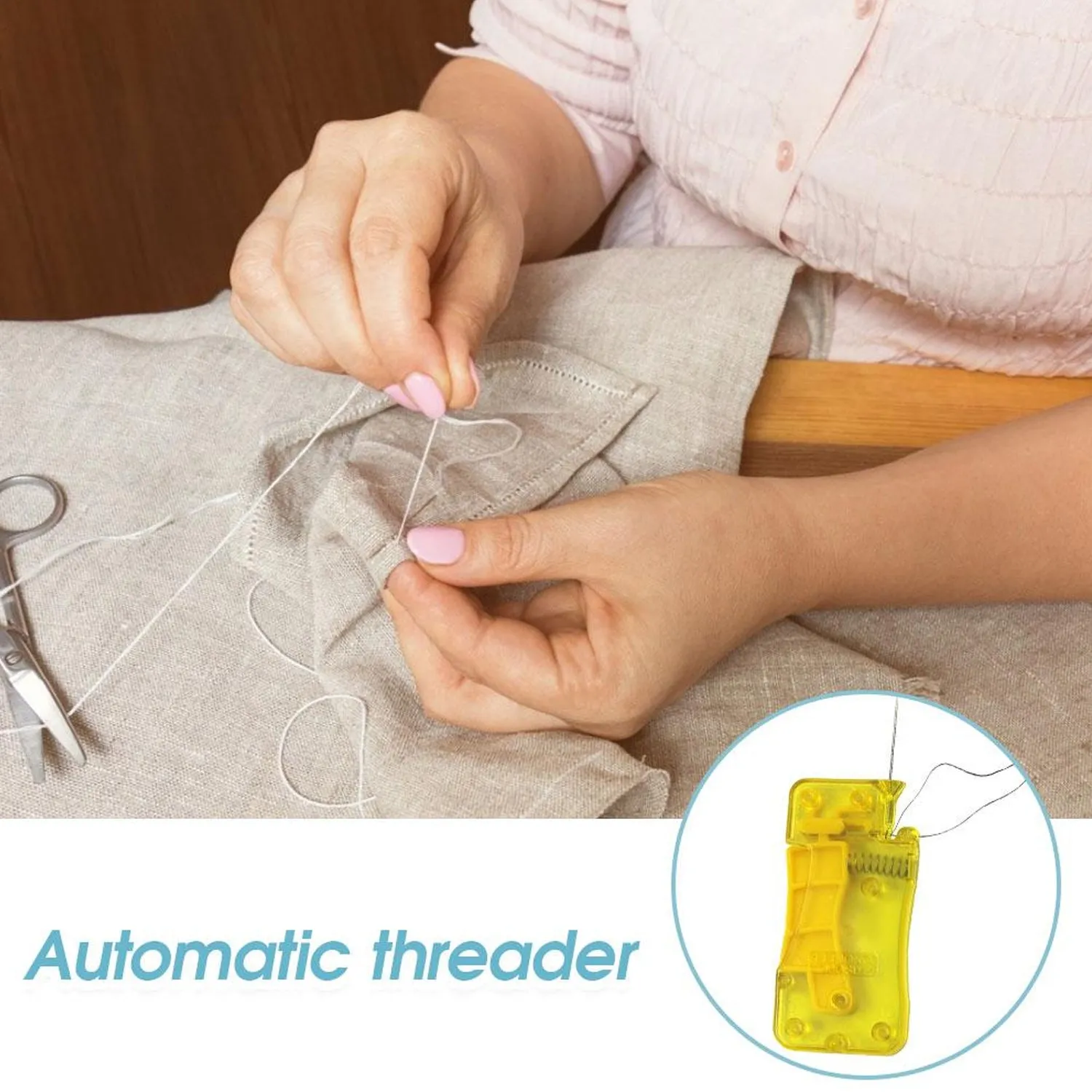 8456 Needle Threader, Stylish Appearance Comfortable Grip Lightweight Portable Automatic Needle Threader for Sewing for Home (1 Pc)