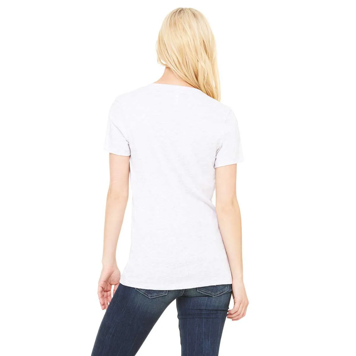 Bella   Canvas Women's Ash Jersey Short-Sleeve Deep V-Neck T-Shirt