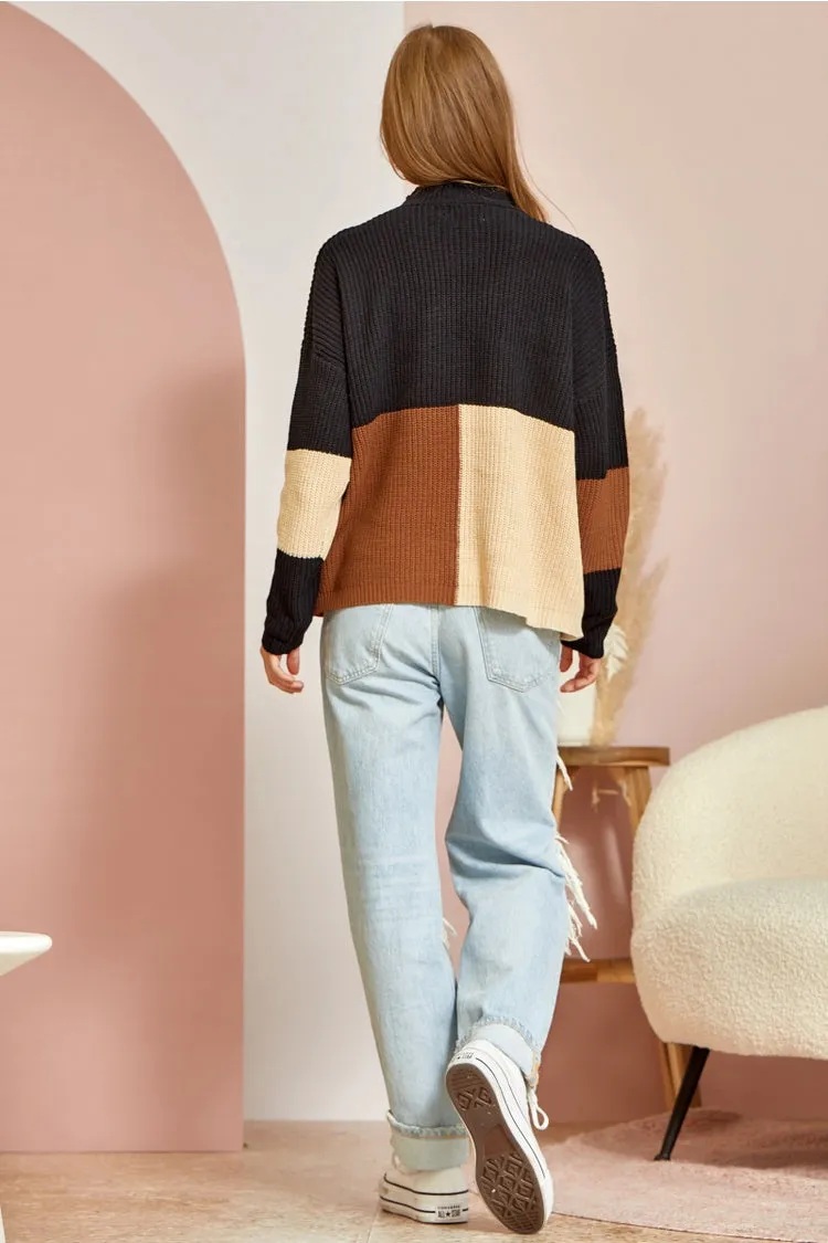Black Color block Sweater