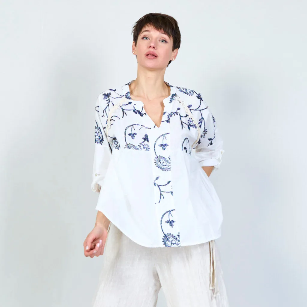 Blouse with ethnic embroidery patterns wholesale