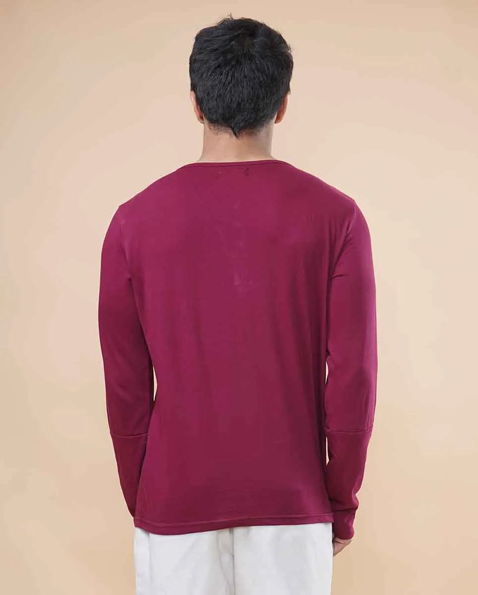 Double Layered Maroon Henley