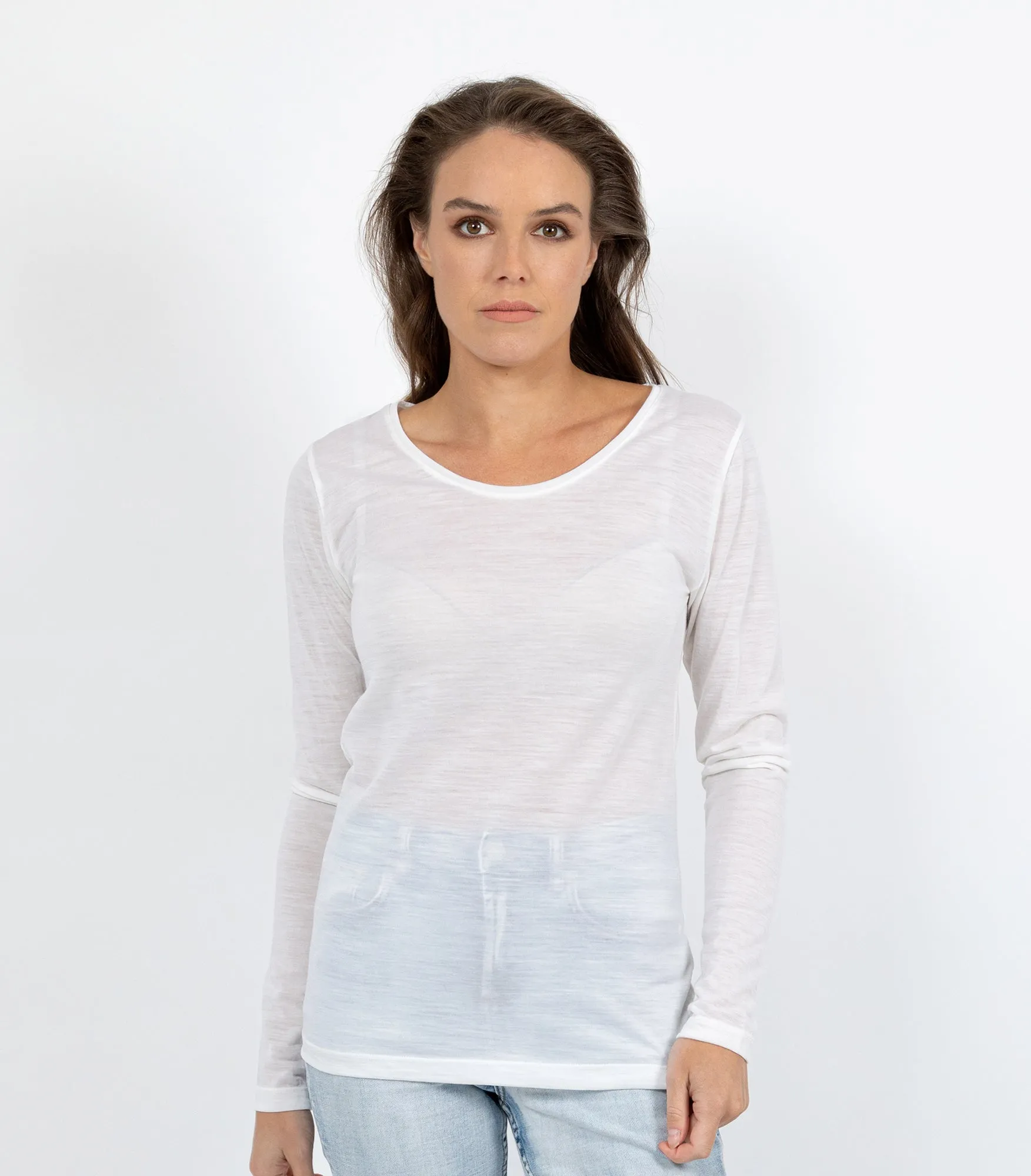 E Wool Long Sleeve Top - Ivory