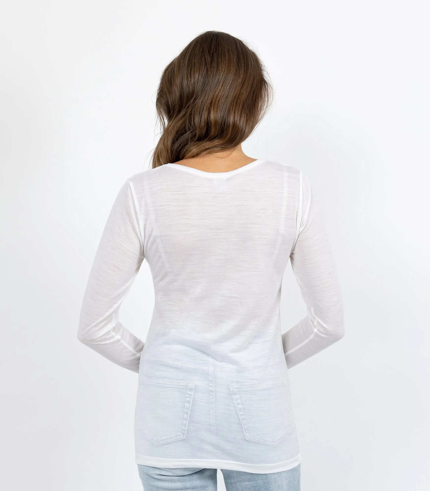 E Wool Long Sleeve Top - Ivory