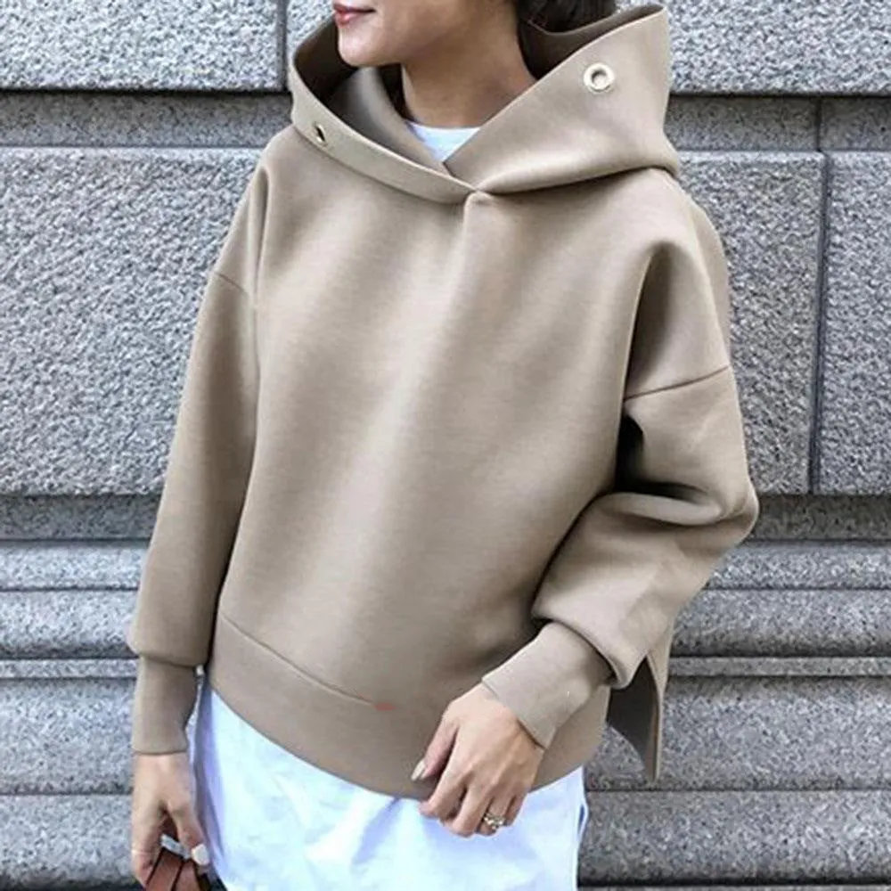 Japanese Hooded Trendy Short Thick Sweatshirt Casual Tops Women Outerwear