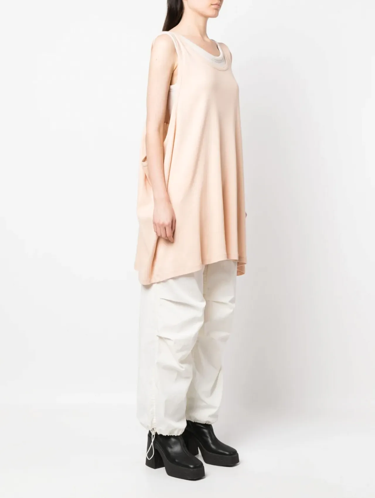 MM6 Peach Layered Rib Tank