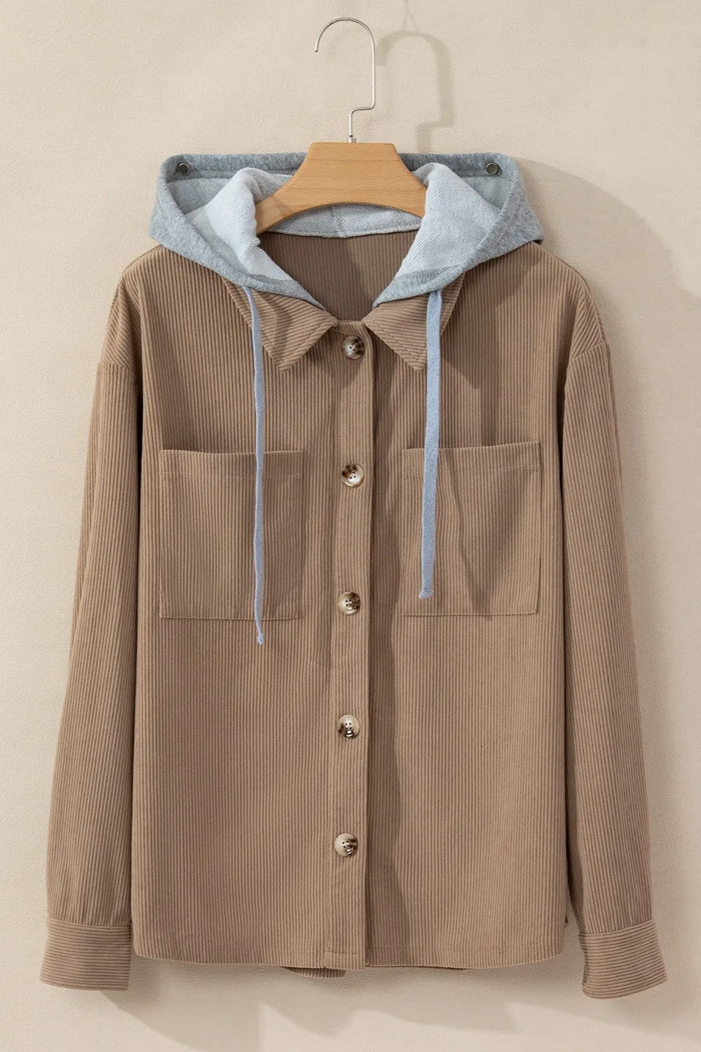 Trendy Traveler Corduroy Hooded Shacket