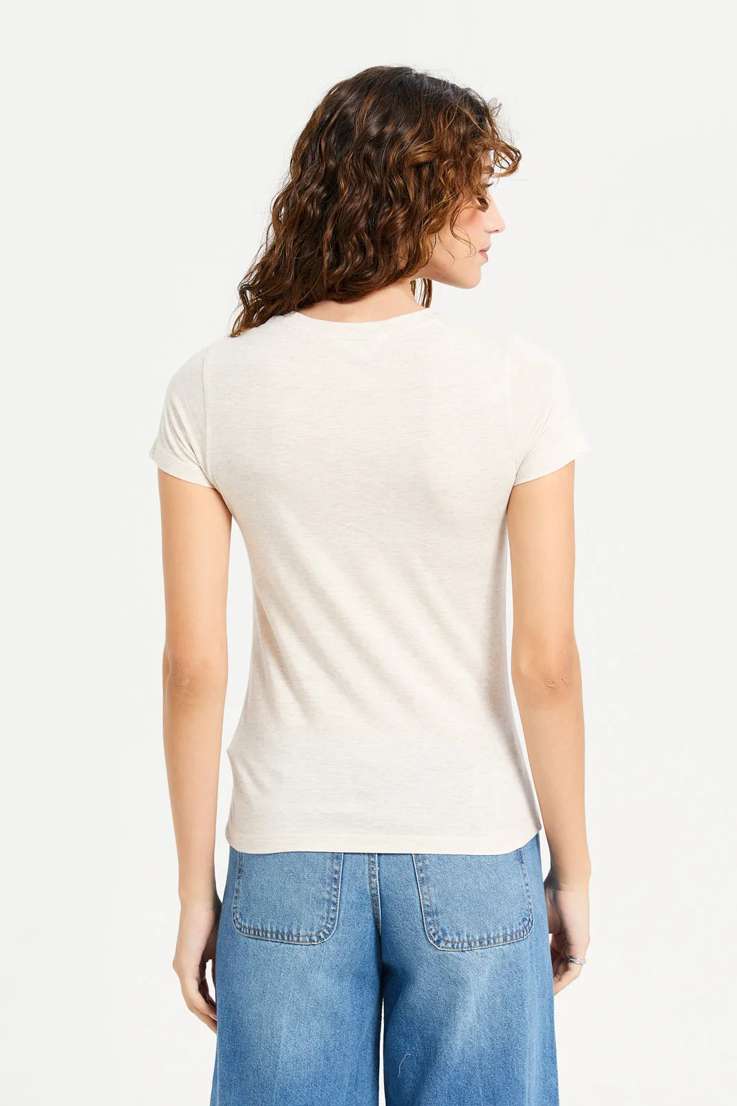 Women Ecru Graphic T-Shirt