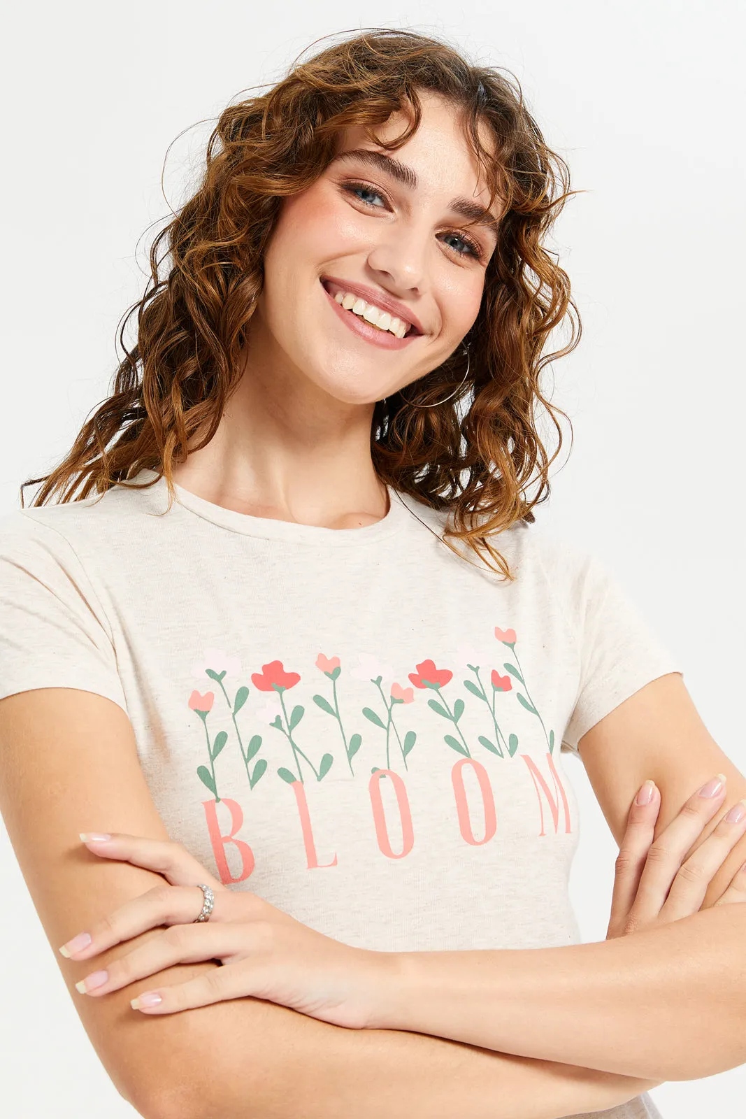 Women Ecru Graphic T-Shirt