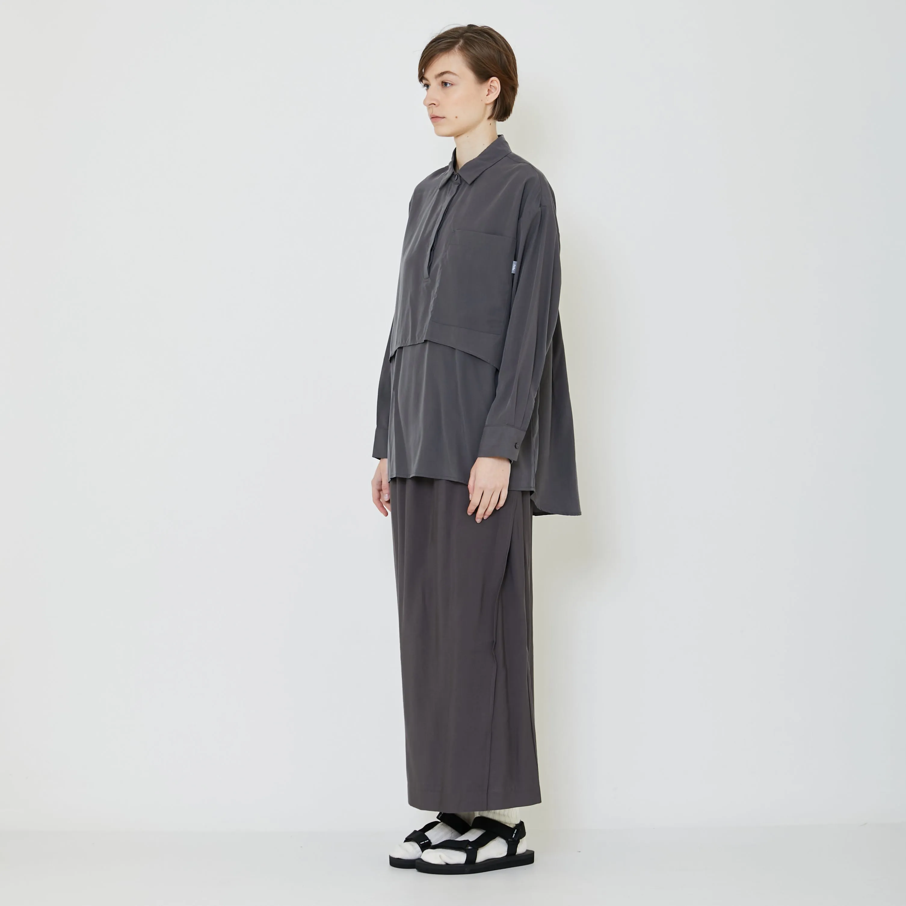 Women Layered Blouse - Grey - SW2403054B